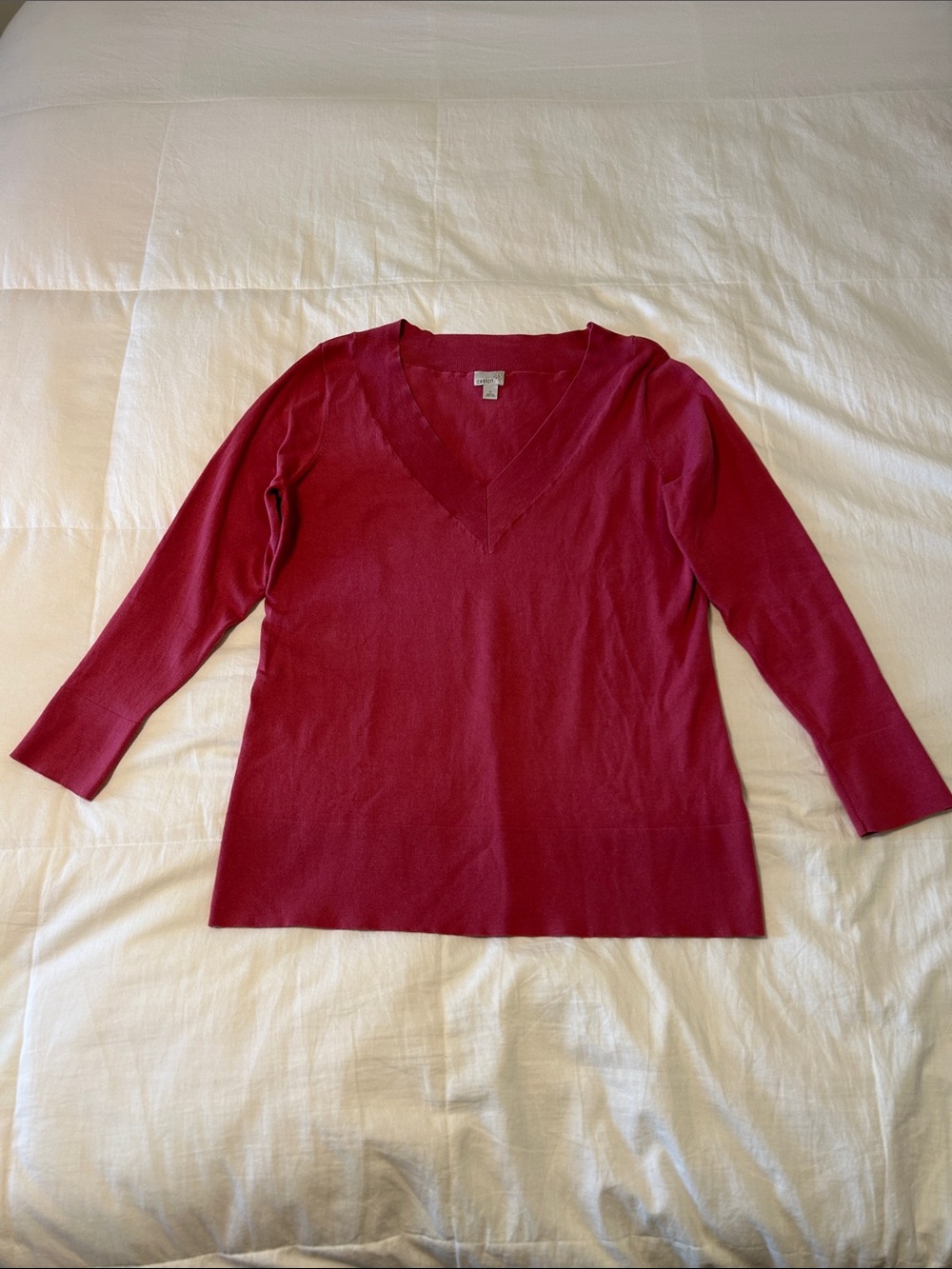 Caslon Raspberry V-Neck Sweater